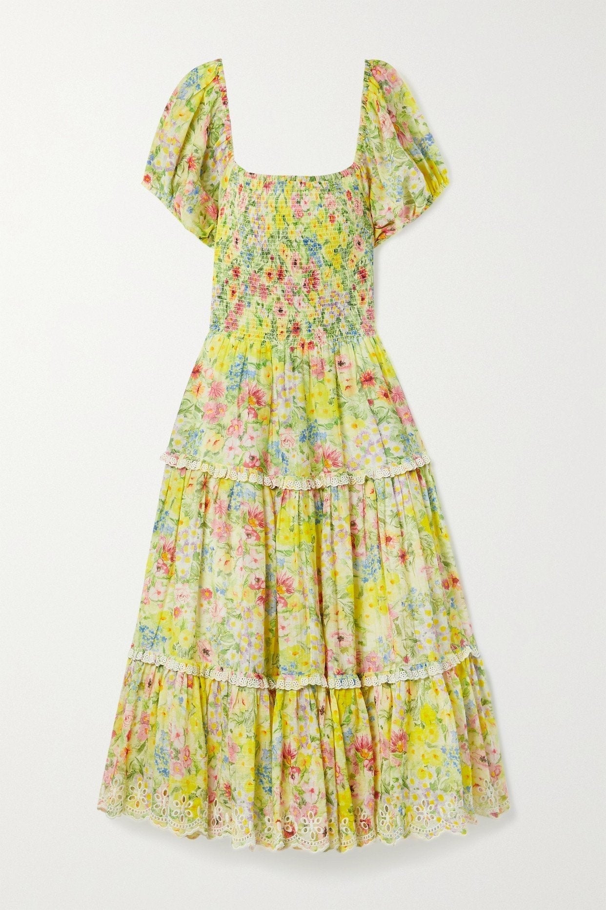 Brianna Baskılı Dantelli Midi Elbise