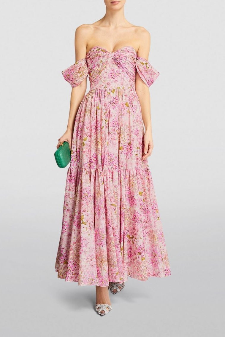 Casey Baskılı Pileli Midi Elbise