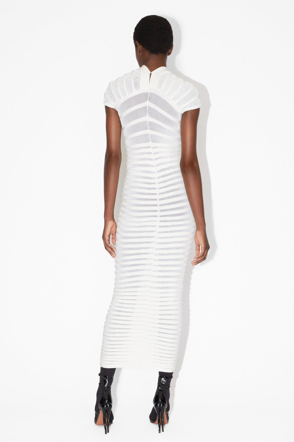 Erica Pileli Çizgili Midi Triko Elbise
