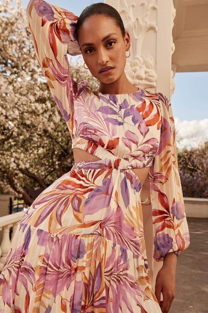 Cecilia Baskılı Cut-Out Mini Elbise