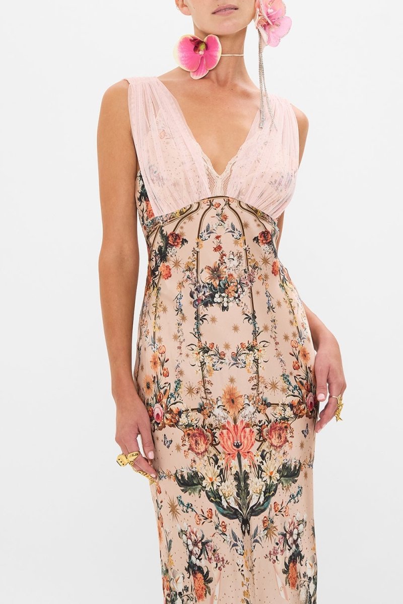 Cecilia V Yaka File Kaplama Maxi Elbise