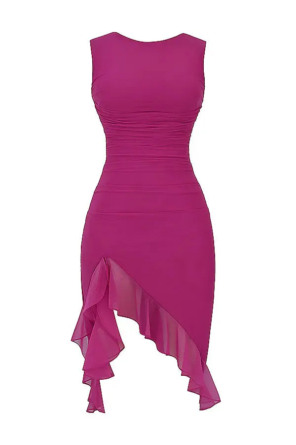 Charlotte Fırfır Yırtmaç Elbise