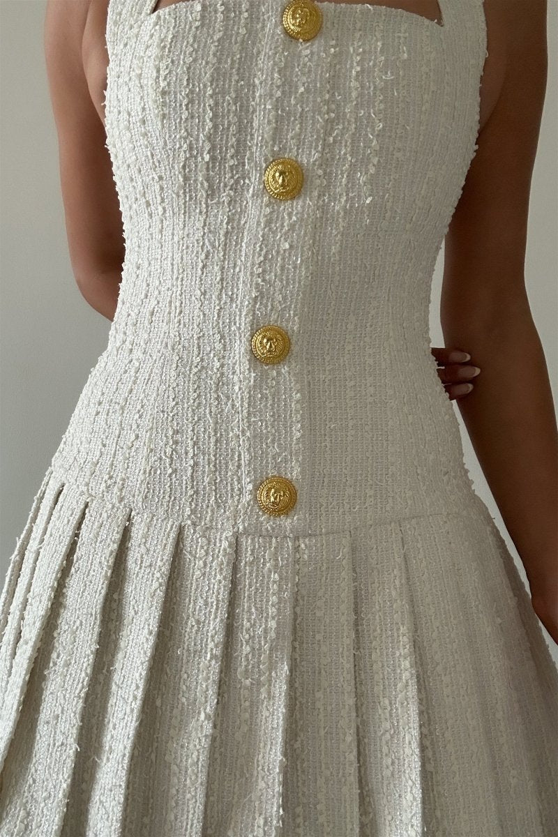 Christine Boyundan Bağlı Tüvit Mini Elbise