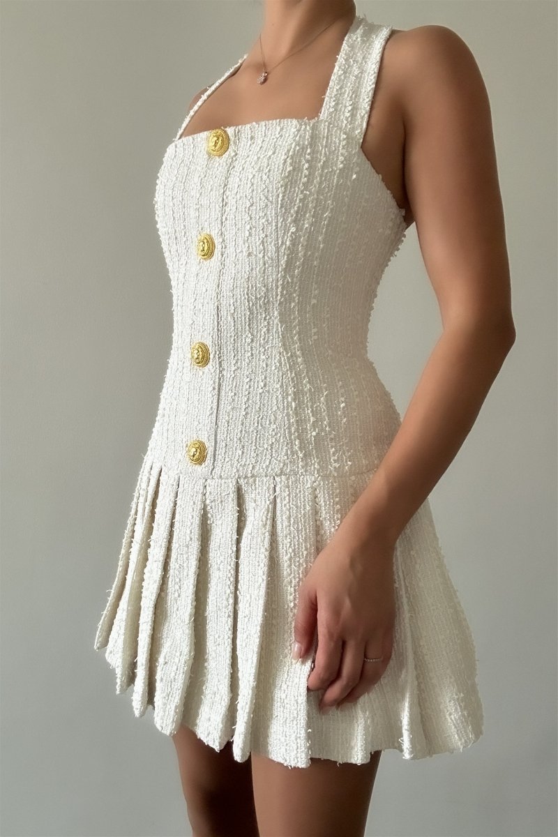 Christine Boyundan Bağlı Tüvit Mini Elbise