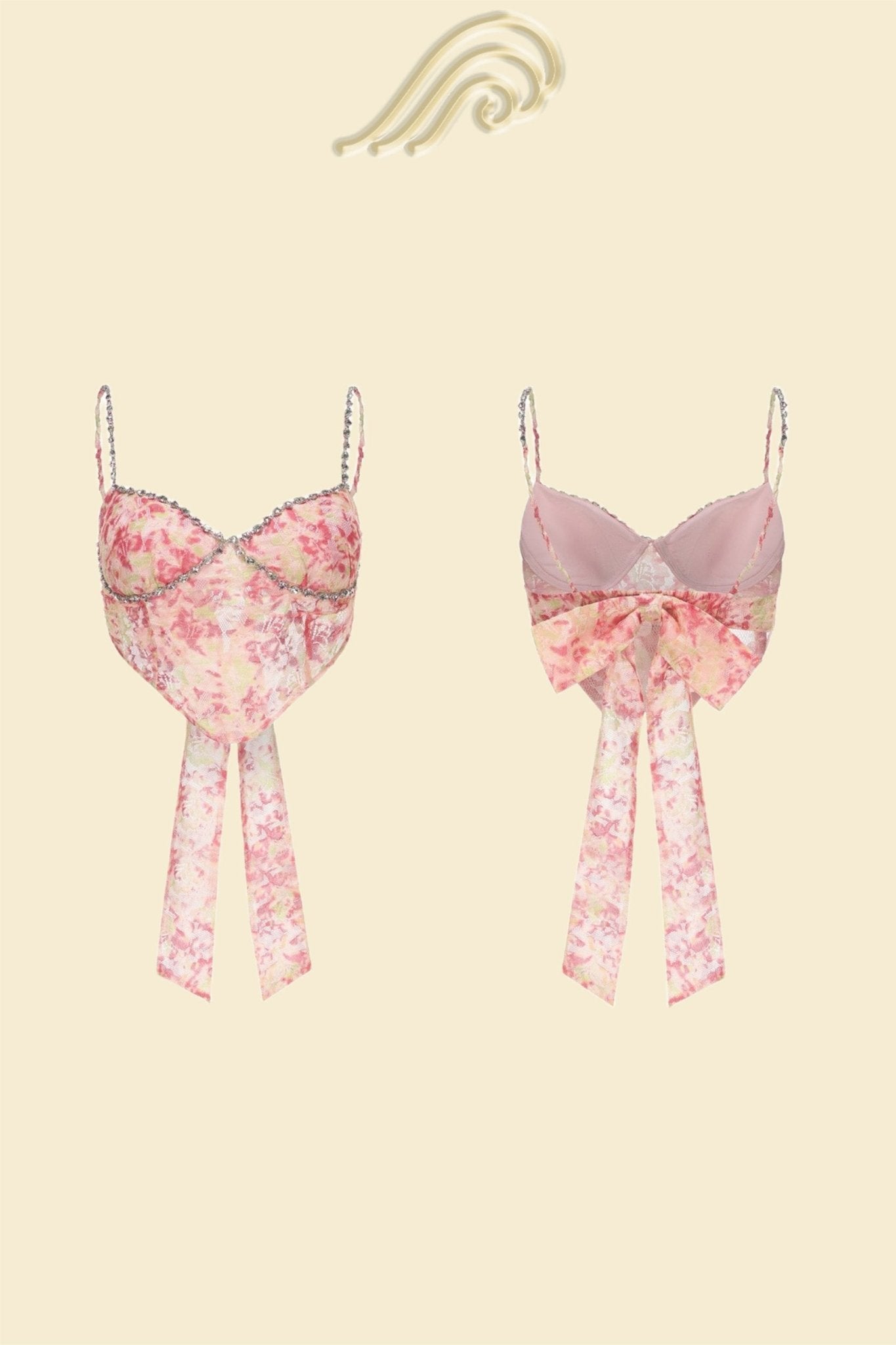 Cici Baskılı Diamante Papyonlu Büstiyer Cami Üst