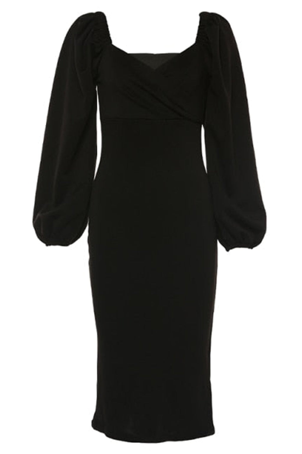 Lorraine Düşük Omuzlu Puf Kollu Midi Elbise