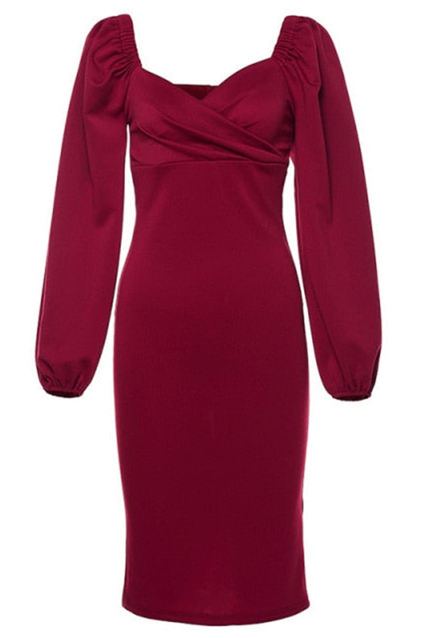 Lorraine Düşük Omuzlu Puf Kollu Midi Elbise