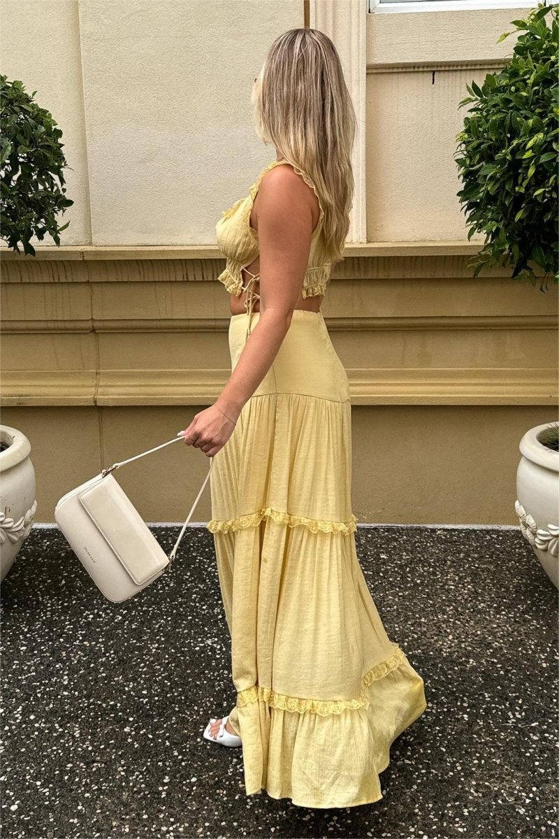 Mercan Danteli Detaylı Camiş Ve Maxi Etek Takım