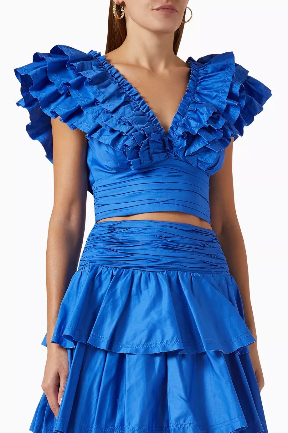 Cornelia Fırfırlı V Yaka Katlı Set