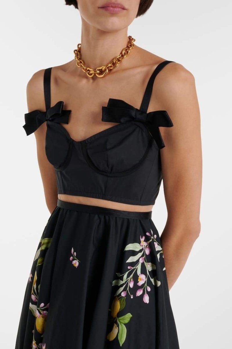 Cynthia Çiçek Baskılı Fiyonklu Midi Elbise