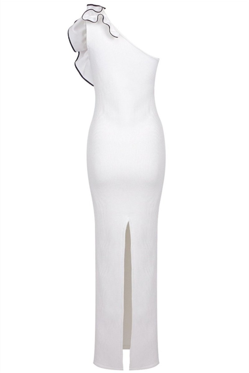 Cynthia Tek Omuz Çiçekli Örgü Maxi Elbise