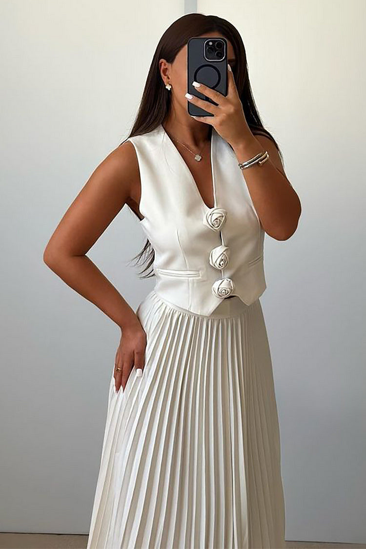 Madeline Rozet Pileli Etek Takım