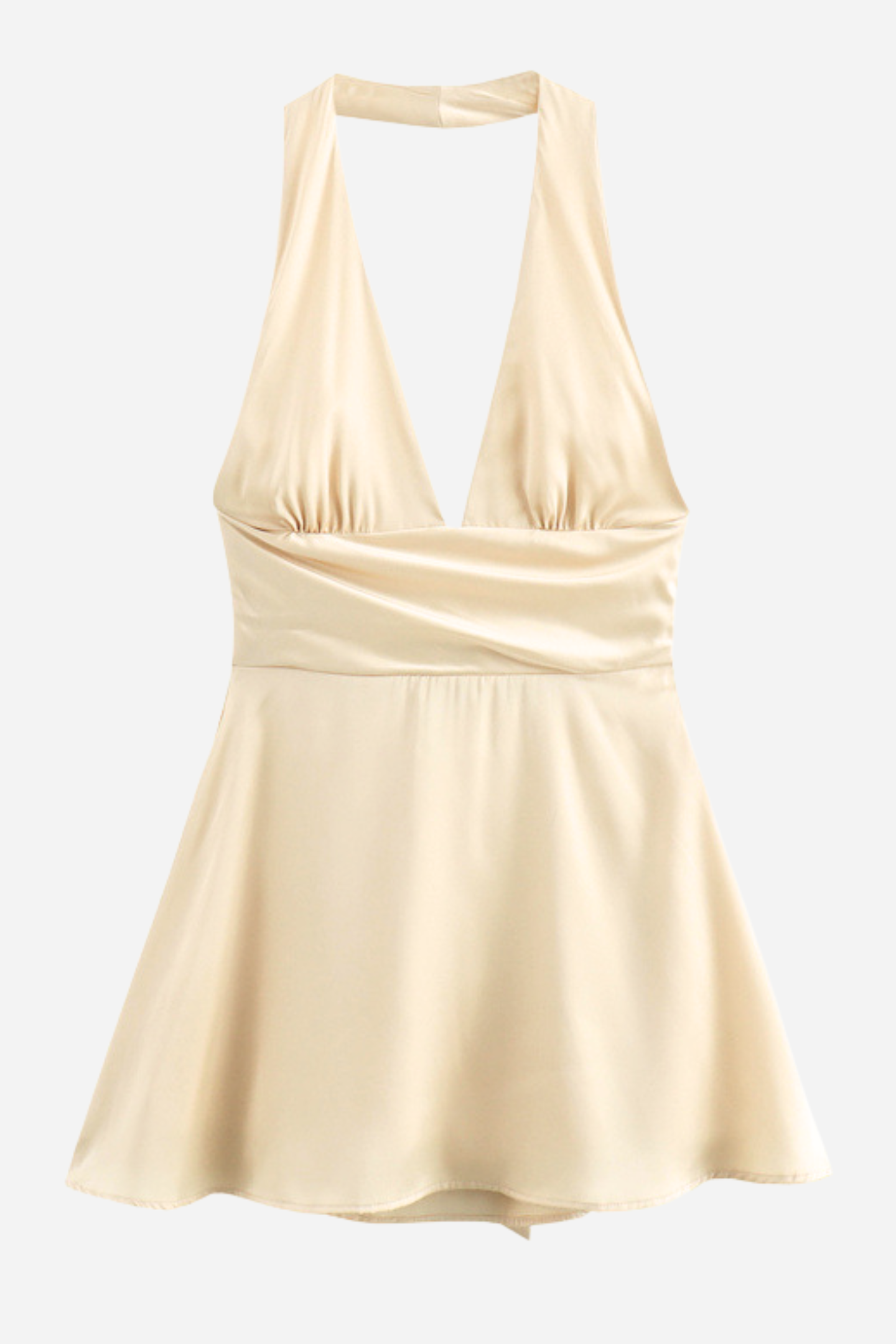 Evelyn Boyundan Bağlamalı Büyük Papyon Saten Mini Elbise