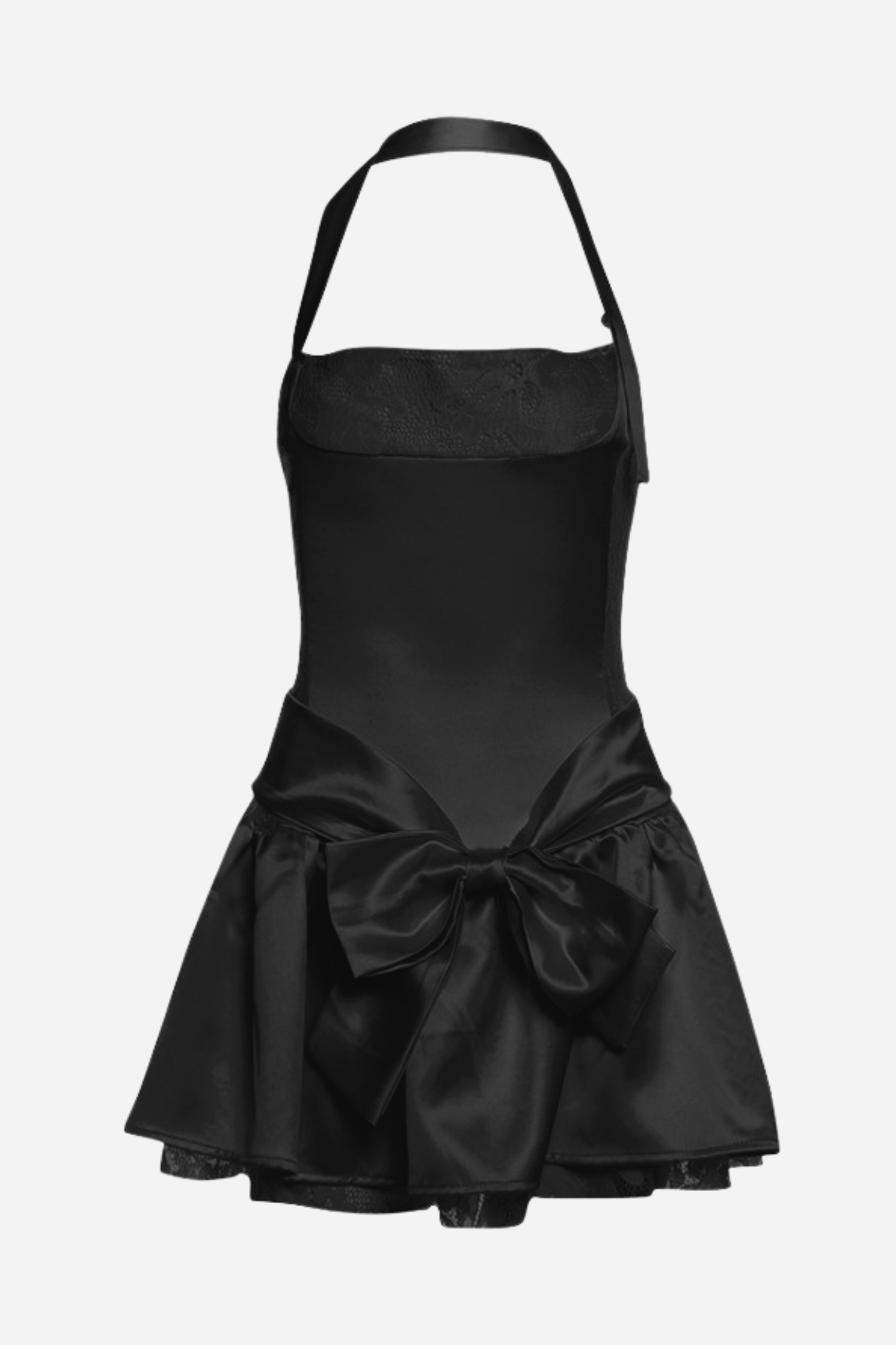 Arlene Boyundan Bağlamalı Fırfırlı İlmek Dantel Etek Mini Elbise