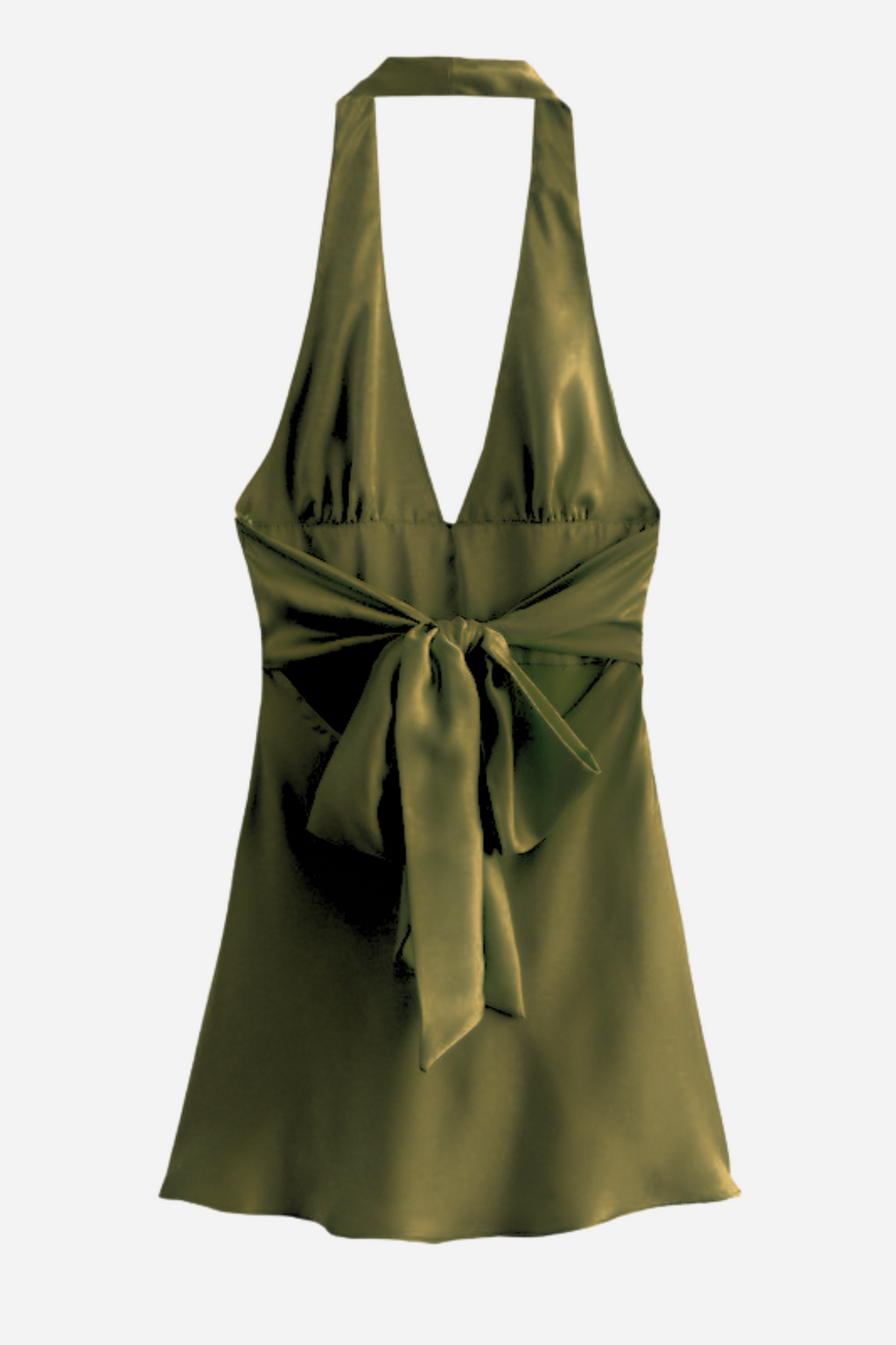 Evelyn Boyundan Bağlamalı Büyük Papyon Saten Mini Elbise
