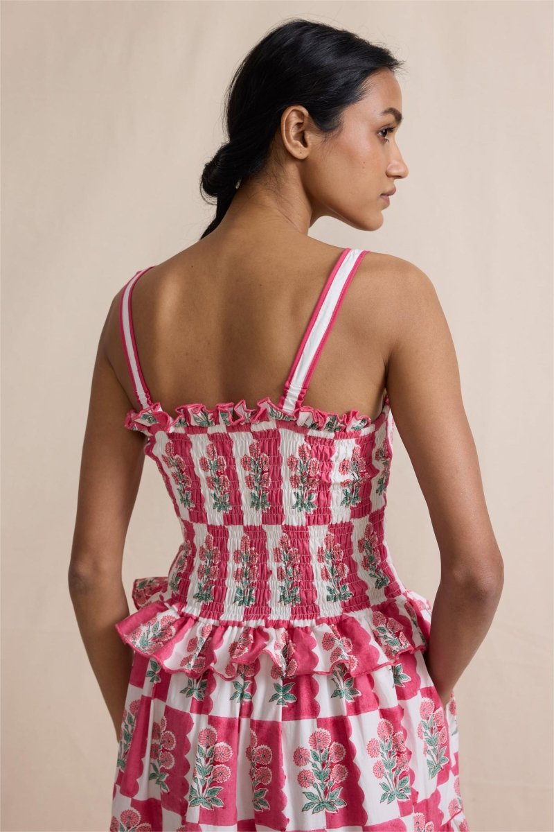 Damla Çiçek Büzgülü Cami Uzun Elbise