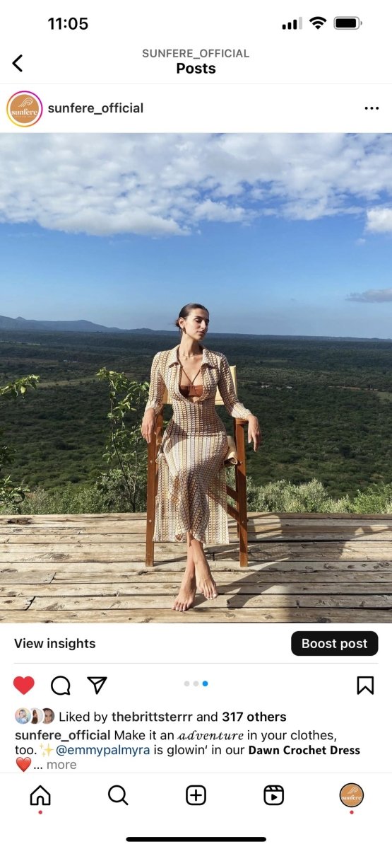 Şafak V Yaka Yakalı Tığ İşi Maxi Elbise