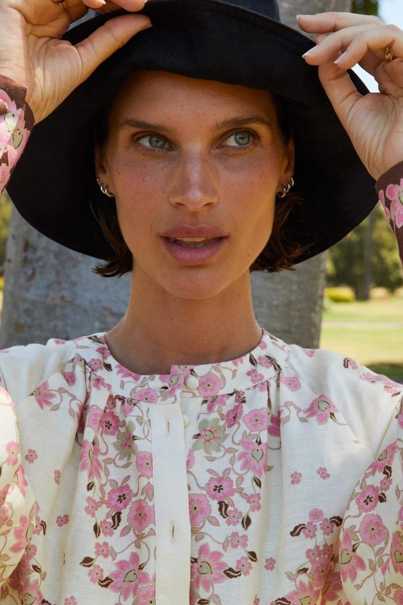 Delia Çiçek Baskılı Uzun Kollu Maxi Elbise