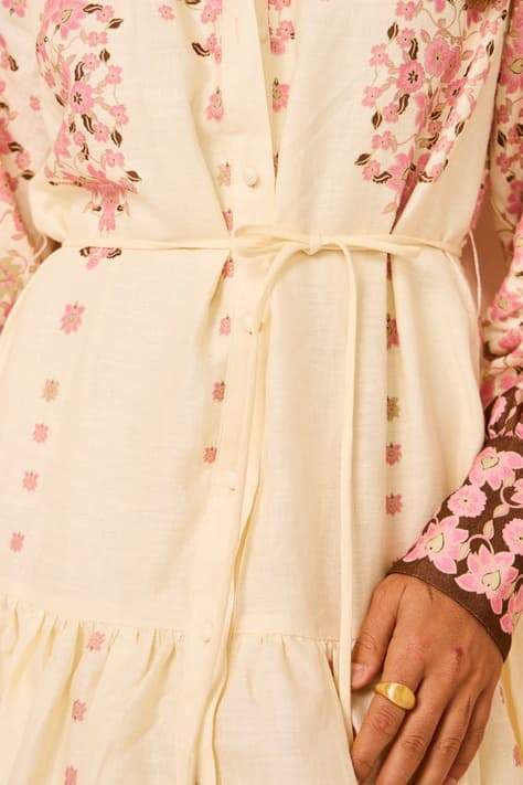 Delia Çiçek Baskılı Uzun Kollu Maxi Elbise