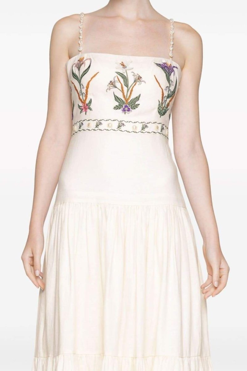 Denise İşlemeli Çiçek Maxi Elbise