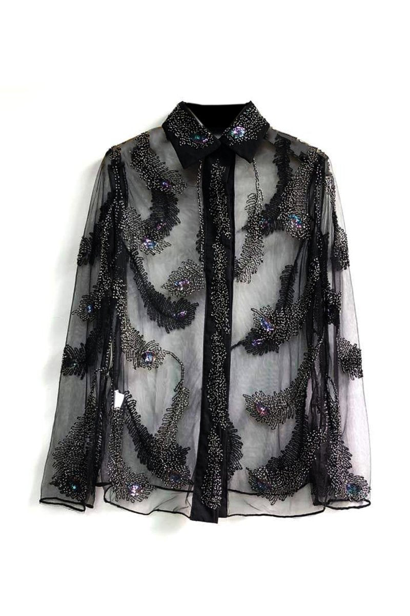 Denise Tüy Boncuklu File Bluz