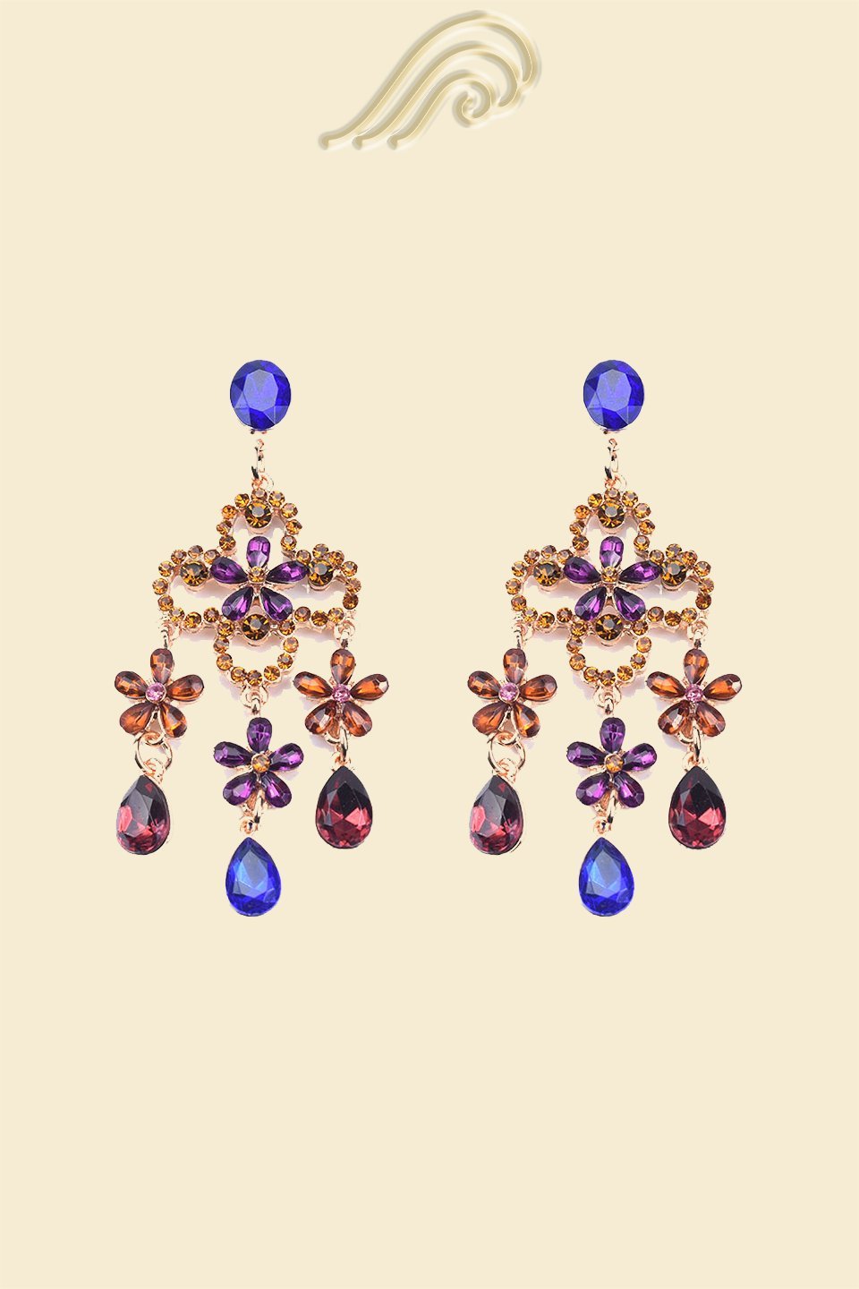 Diamante Yonca Yaprağı Damla Küpe