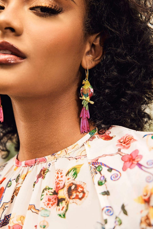 Pırlanta Papağan Püskül Küpe