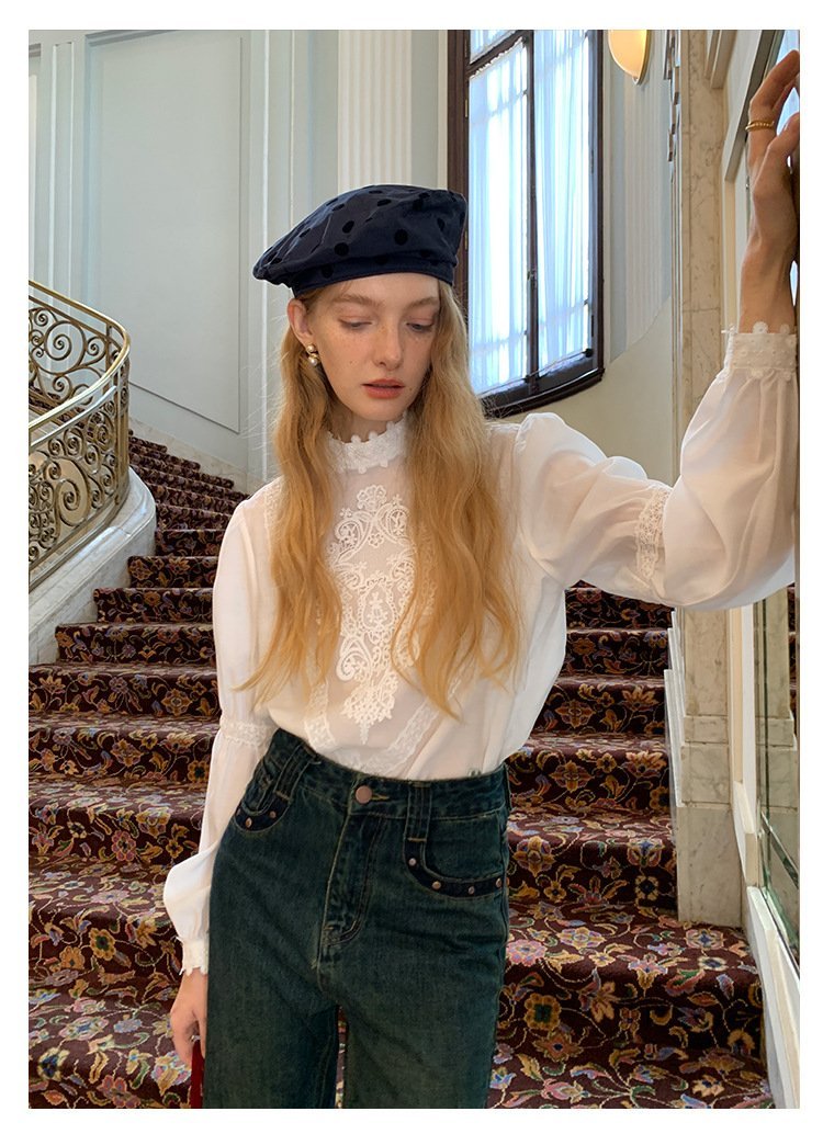 Dinah Nakışlı Dantel Bluz