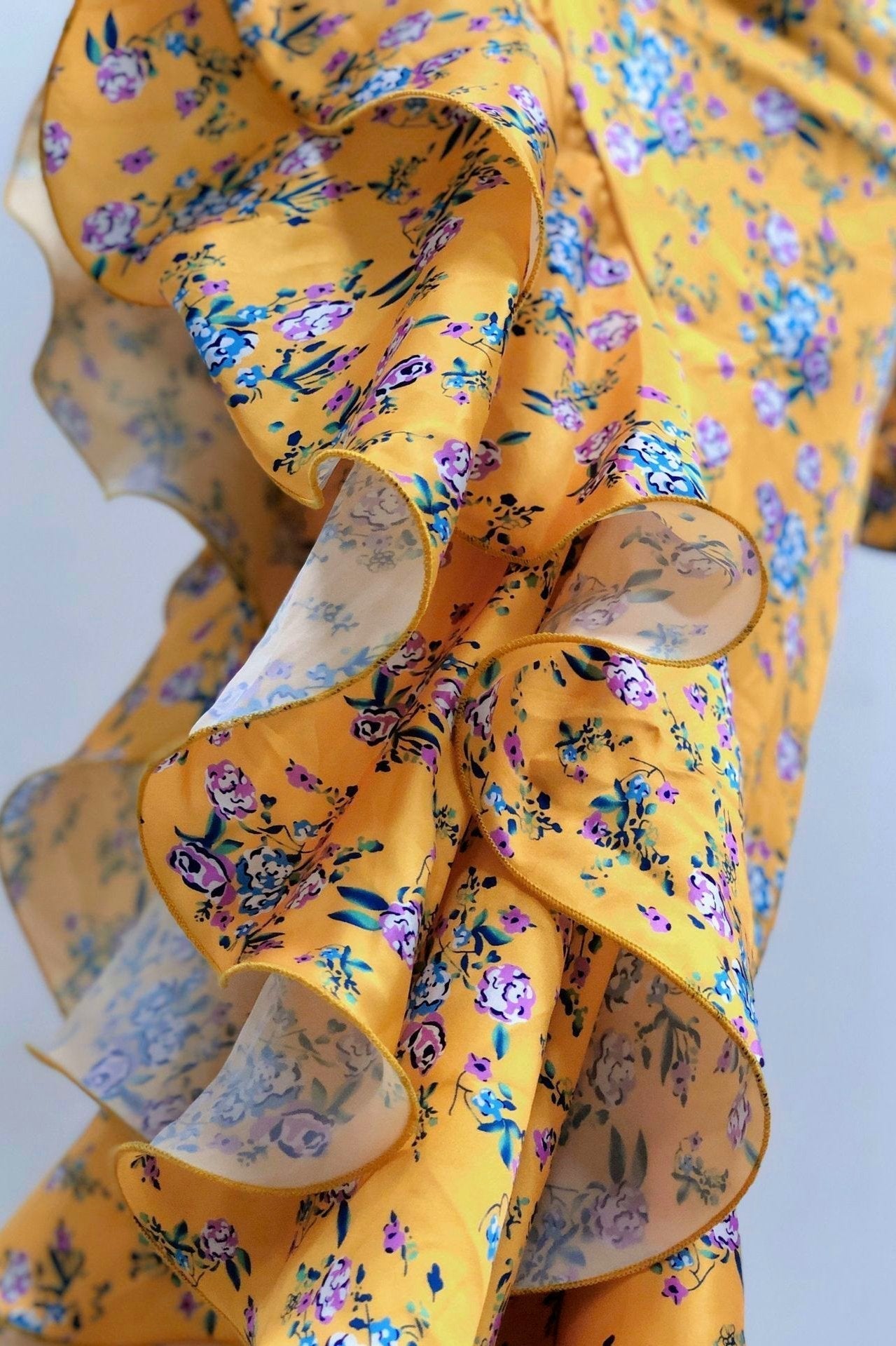 Dinah Baskılı Tek Omuz Fırfırlı Asimetri Maxi Elbise