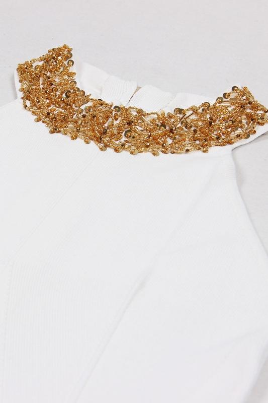 Donna İşlemeli Balıkçı Yaka Midi Triko Elbise