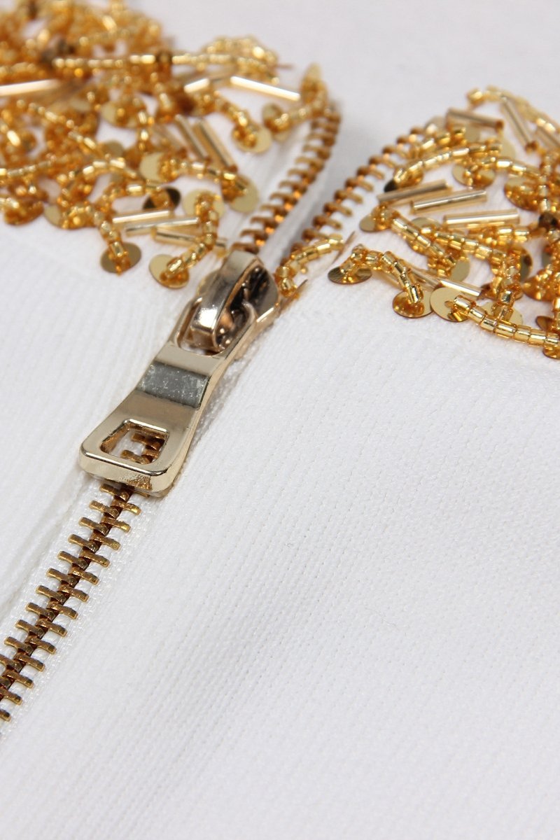 Donna İşlemeli Balıkçı Yaka Midi Triko Elbise