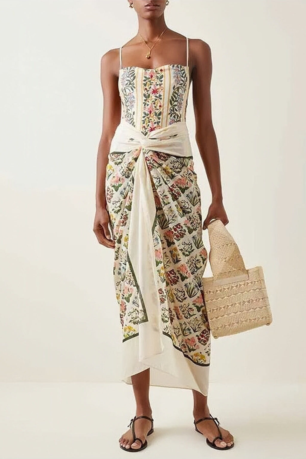 Doris Baskılı Sırtı Açık İki Parçalı Yüzme Seti