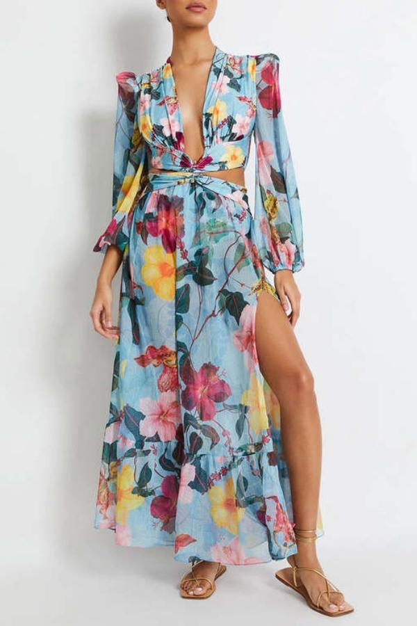 Dulcie Baskılı Fırfırlı İki Parçalı Yüzme Seti