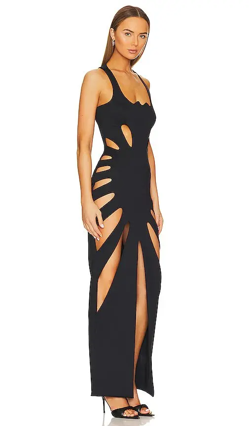Yarasa Yaka Cut-Out Midi Elbise