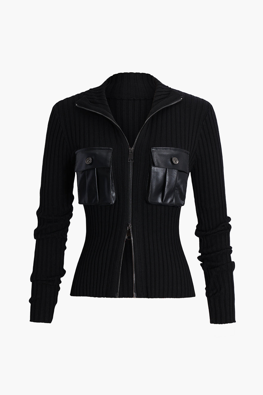 Örgü Deri Cep Hırka