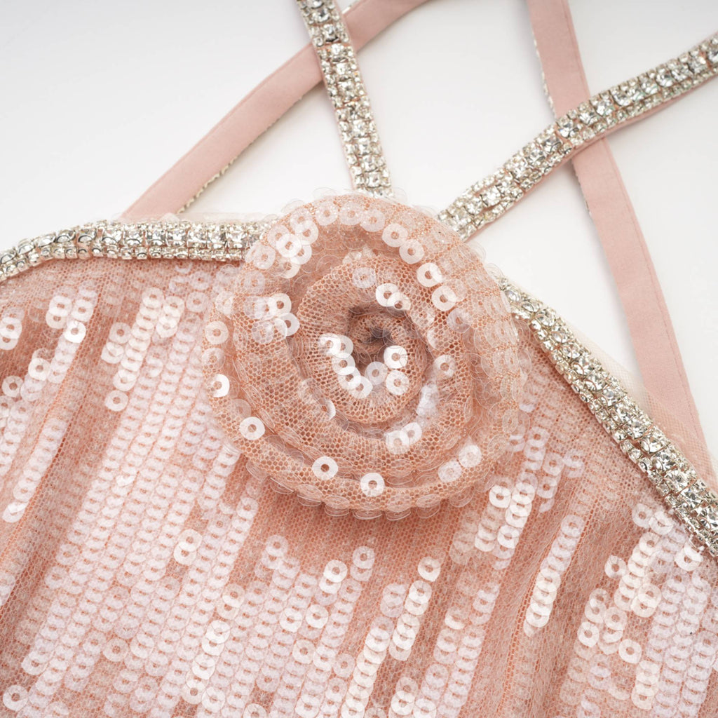 Éadaoin Çiçek Pullu Mini Elbise