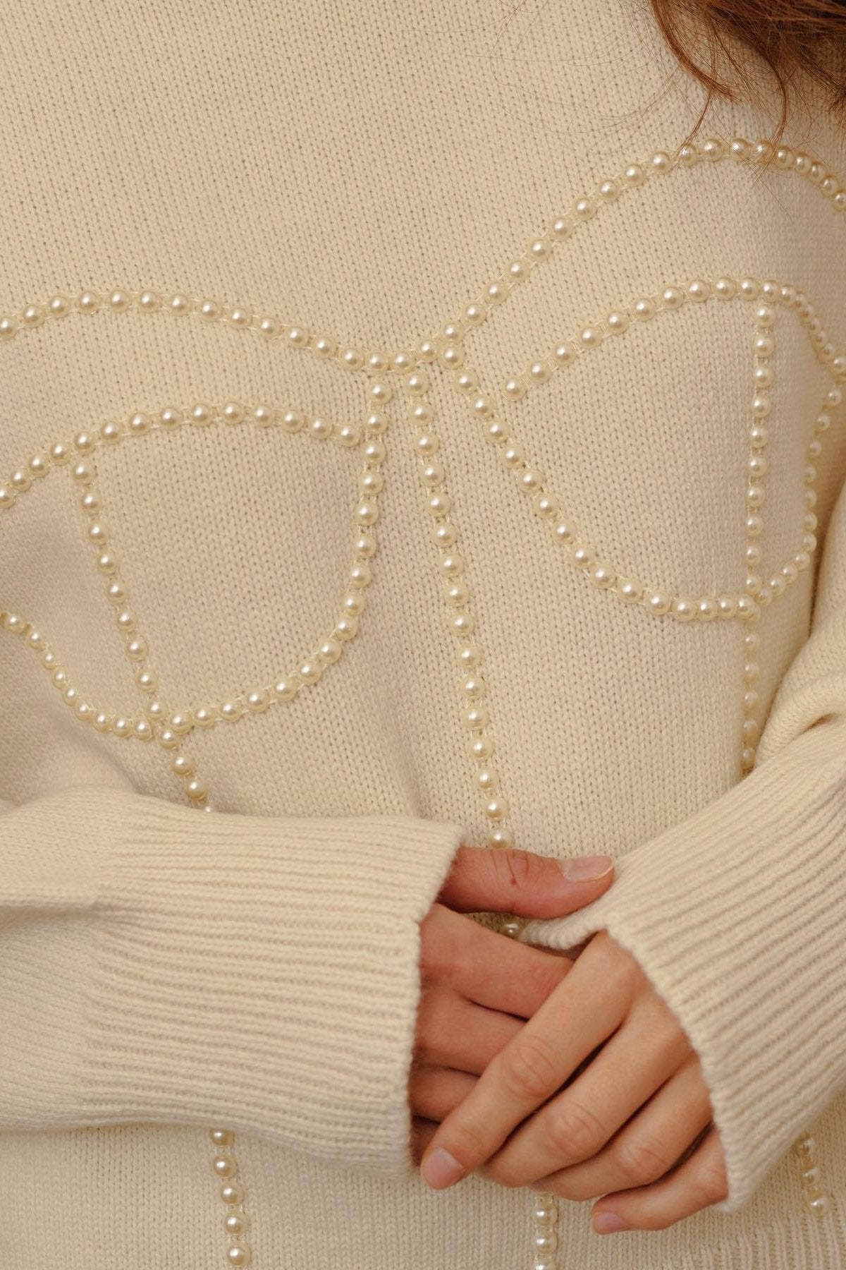 Eartha İncili Balıkçı Yaka Kazak Kazak