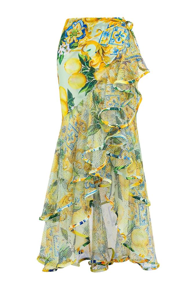 Eden Baskılı Fırfırlı İkili Yüzme Seti