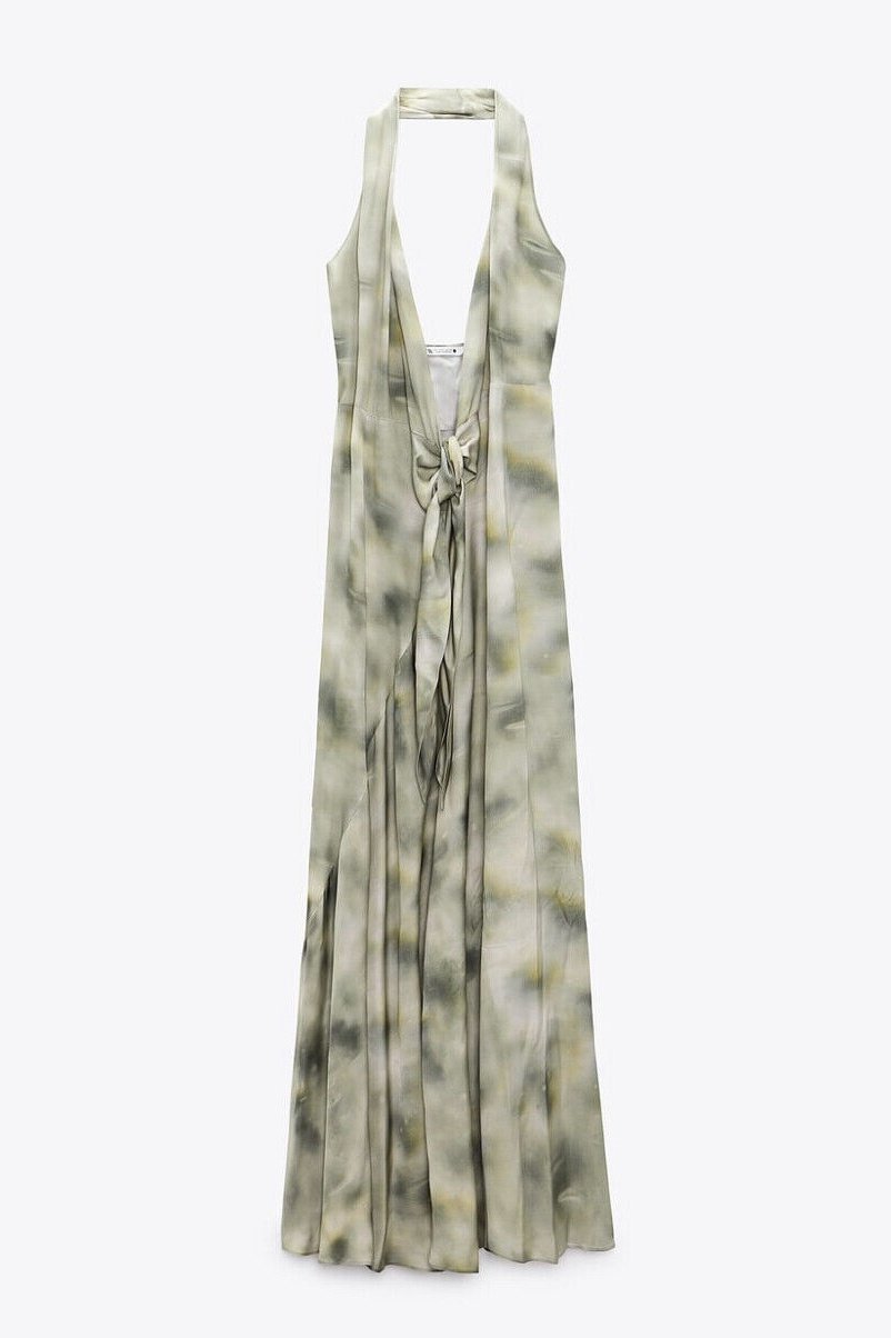 Edlyn Batik Boyundan Bağlı Maxi Elbise