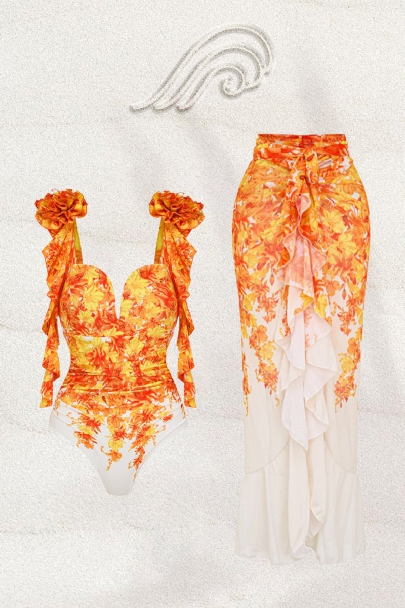 Effie Baskılı Fırfırlı İkili Yüzme Seti