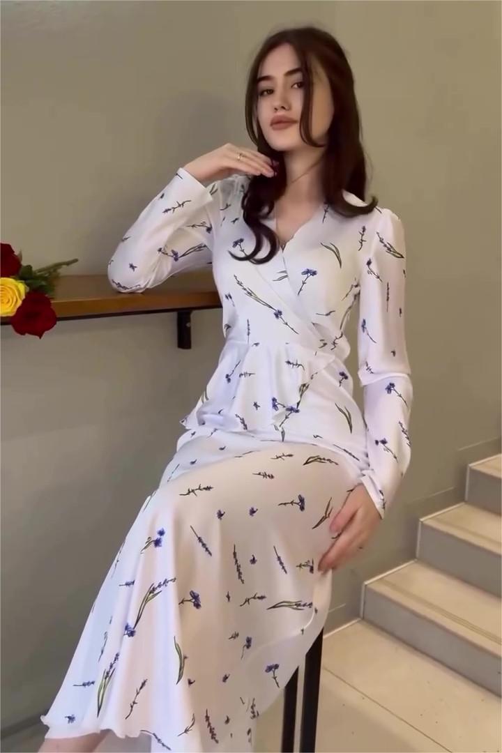 Eileen Çiçekli Anvelop Bağcıklı Bluz Ve Maxi Etek Takım