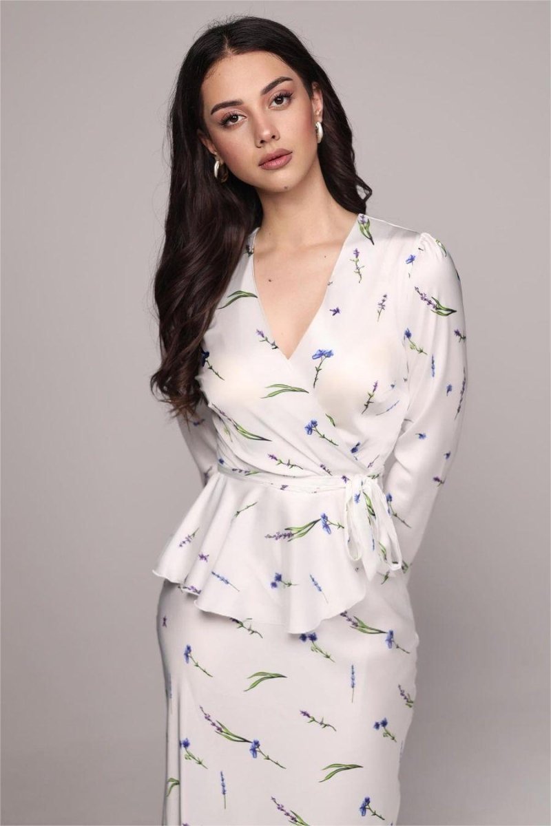 Eileen Çiçekli Anvelop Bağcıklı Bluz Ve Maxi Etek Takım