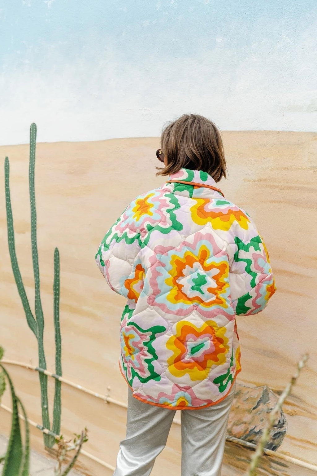 Elma Baskılı Kapitone Şişme Ceket