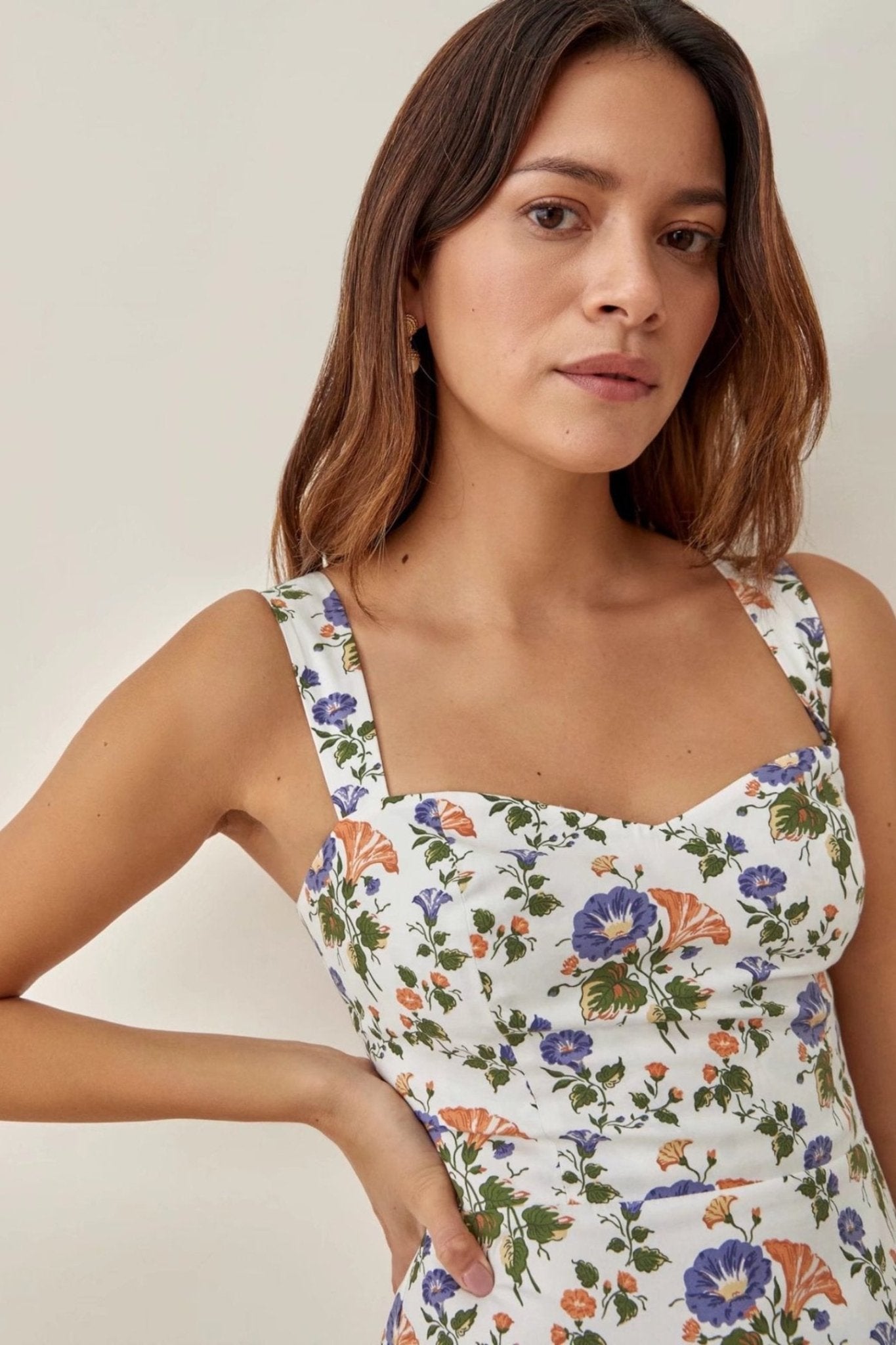 Elspeth Baskılı Askılı Flare Midi Elbise