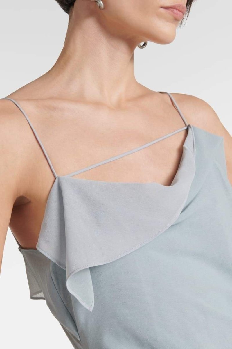 Elvira Çiçek Baskılı Fırfırlı Midi Slip Elbise