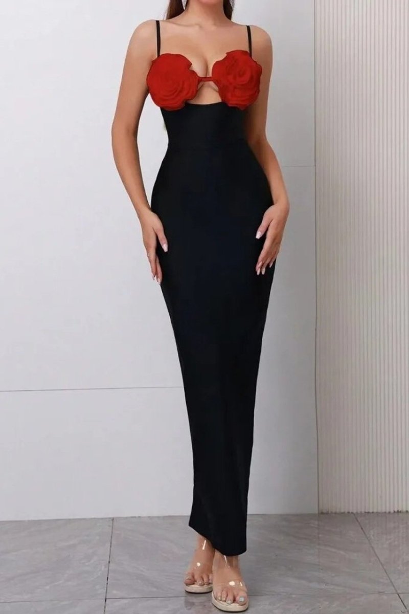 Emily Çiçekli Bandaj Maxi Slip Elbise