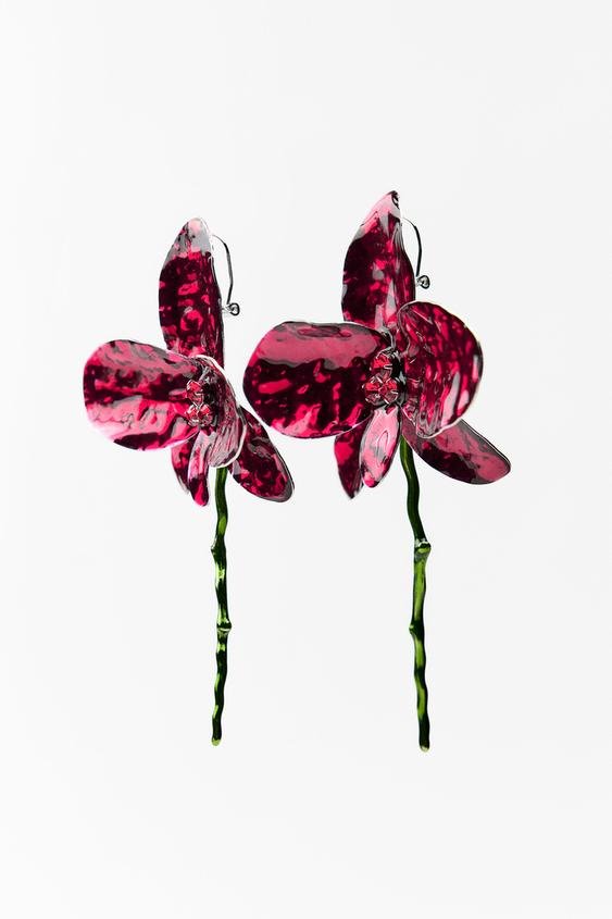 Emaye Çiçek Taşlı Aplike Küpe