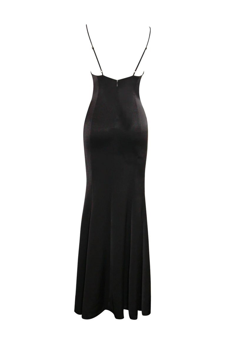 Erica Dekolteli Fiyonklu Maxi Slip Elbise