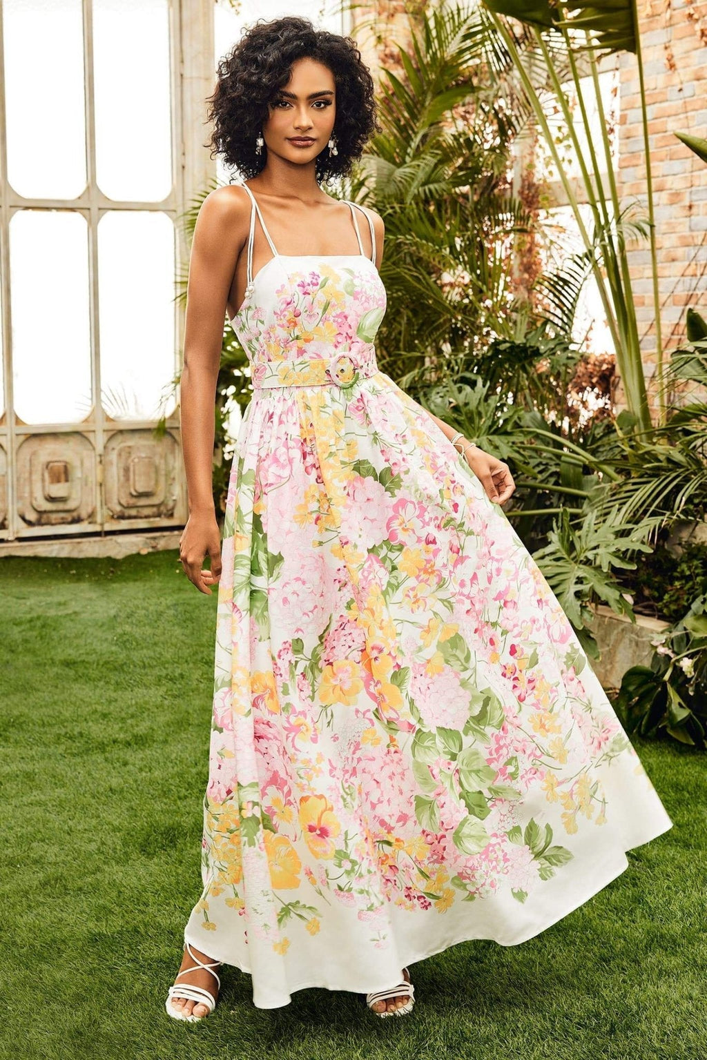 Estra Çiçek Baskılı Uzun Slip Elbise