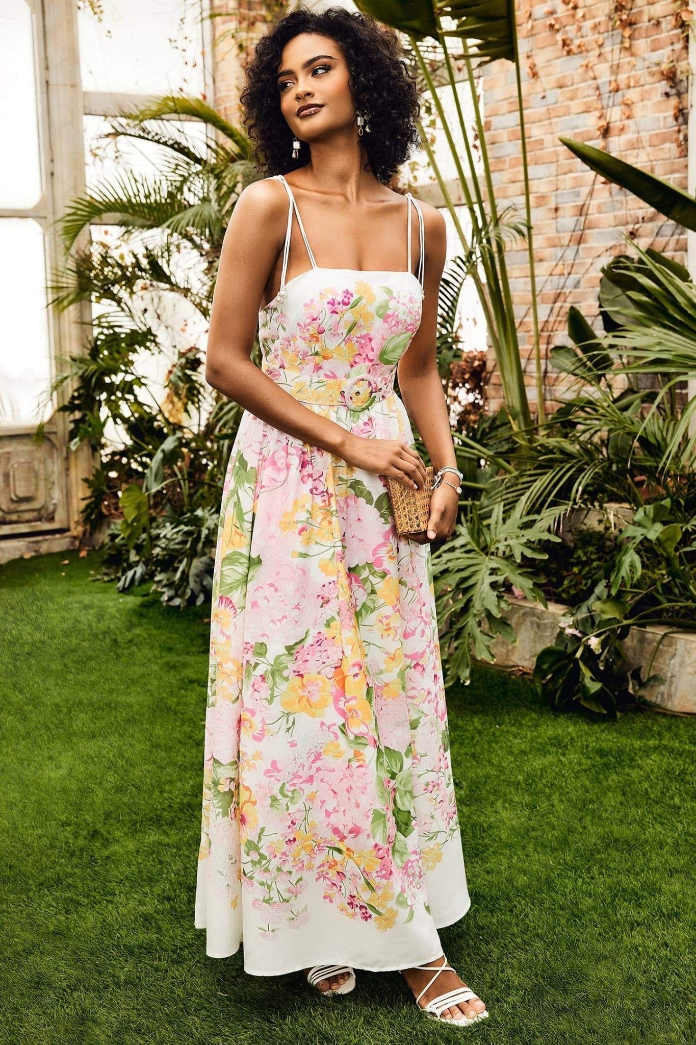 Estra Çiçek Baskılı Uzun Slip Elbise